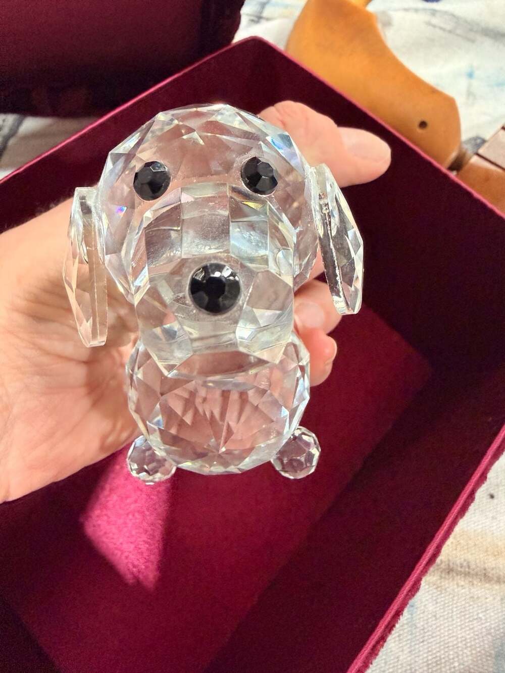 Crystal Puppy Dog Clear Faceted Cut Glass Figurine Cute Trinket Shelf Home Decor